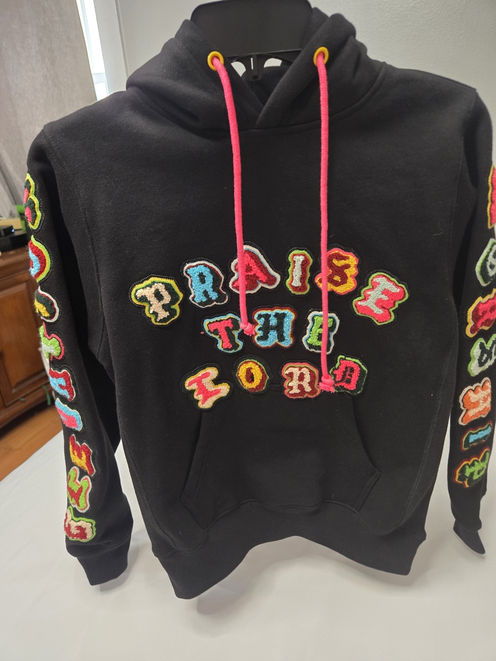 Elevation Workship Black 'Praise The Lord' Patch Hoodie with Pink Drawstrings